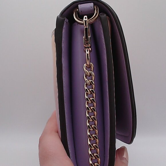 USED Tory Burch Emerson dip dye chain crossbody wallet sweet corn lavender - Picture 6 of 6